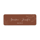 Chic Terracotta met bladeren Wedding Etiket (Voorkant)