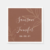 Chic Terracotta met bladeren Wedding Servet (Voorkant)