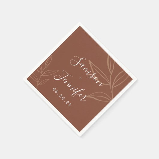 Chic Terracotta met bladeren Wedding Servet (Hoek)