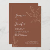 Chic Terracotta met Leaves Boho Virtual Wedding Kaart (Voorkant / Achterkant)