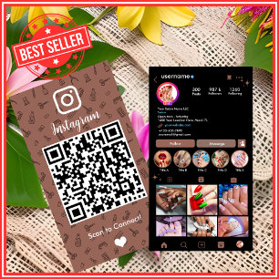 Chic Terracotta Nagel Salon Instagram QR Visitekaartje