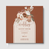 Chic Terracotta Pampas Grass Boho Bloemen Huwelijk Gastenboek (Voorkant)