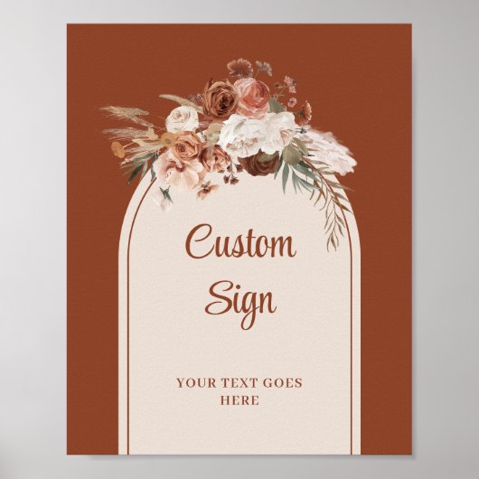 Chic Terracotta Pampas Sage Boho Boog Trouwbord Poster (Voorkant)