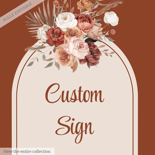 Chic Terracotta Pampas Sage Boho Boog Trouwbord Poster