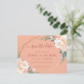 Chic Terracotta Peach Cream Gold Save the Date Kaart (Staand voorkant)
