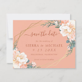 Chic Terracotta Peach Cream Gold Save the Date Kaart