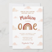 Chic Terracotta Rainbow First Birthday Kaart (Voorkant)