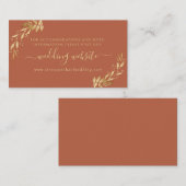 Chic Terracotta Rust Gold Foliage Wedding Website Informatiekaartje (Voorkant / Achterkant)