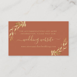 Chic Terracotta Rust Gold Foliage Wedding Website Informatiekaartje