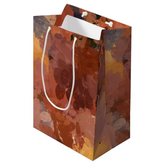 Chic Terracotta Rust Trendy Bruin Abstract Medium Cadeauzakje (Voorkant Gekanteld)