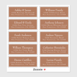 Chic TerraCotta Wedding Guest Adresetiketten Sticker