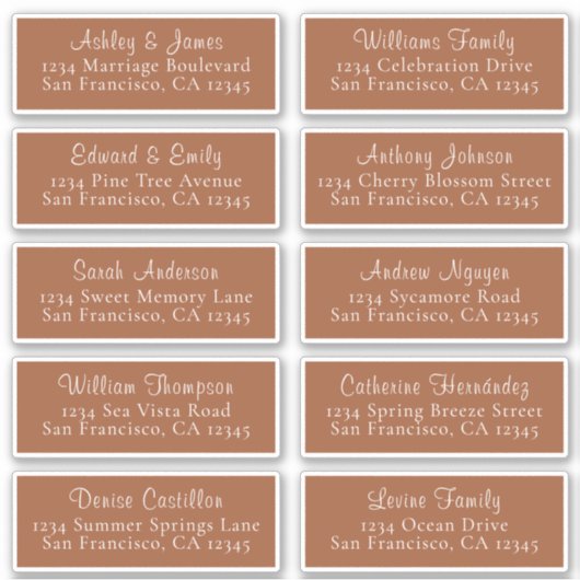Chic TerraCotta Wedding Guest Adresetiketten Sticker (Voorkant)