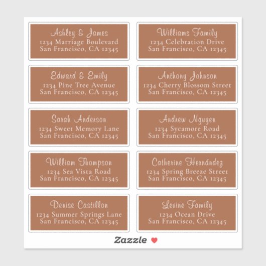 Chic TerraCotta Wedding Guest Adresetiketten Sticker (Vel)