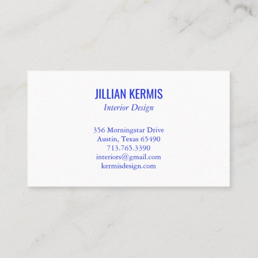 Chic terrazzo elegant Blauw Wit Handgemaakt CUSTOM Visitekaartje (Achterkant)