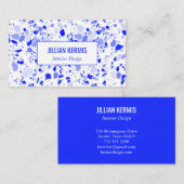 Chic terrazzo elegant Blauw Wit Handgemaakt CUSTOM Visitekaartje (Voorkant / Achterkant)