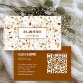 Chic terrazzo elegant Bruin Terracotta CUSTOM QR Visitekaartje