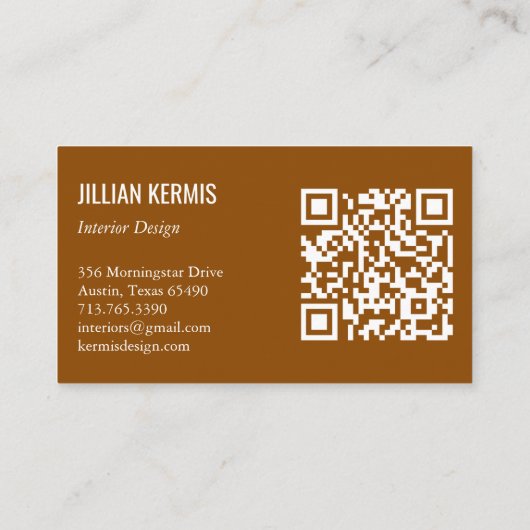 Chic terrazzo elegant Bruin Terracotta CUSTOM QR Visitekaartje (Achterkant)