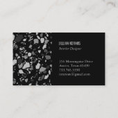 Chic terrazzo elegant grayscale black grijs visitekaartje (Achterkant)