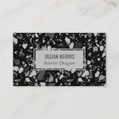 Chic terrazzo elegant grayscale black grijs visitekaartje (Voorkant)