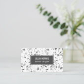 Chic terrazzo elegant grayscale black grijs wit visitekaartje (Staand voorkant)