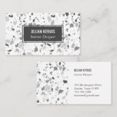 Chic terrazzo elegant grayscale black grijs wit visitekaartje (Voorkant / Achterkant)