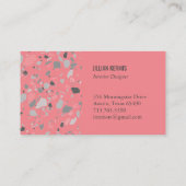 Chic terrazzo elegant grayscale roze grijs visitekaartje (Achterkant)