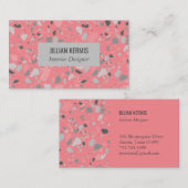 Chic terrazzo elegant grayscale roze grijs visitekaartje (Voorkant / Achterkant)