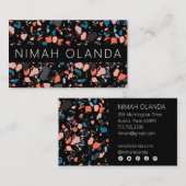Chic Terrazzo Elegant Handmade Bold Social Icons Visitekaartje (Voorkant / Achterkant)
