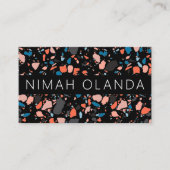 Chic Terrazzo Elegant Handmade Bold Social Icons Visitekaartje (Voorkant)