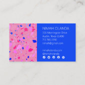 Chic Terrazzo Elegant Handmade Bold Social Icons Visitekaartje (Achterkant)
