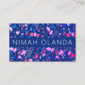 Chic Terrazzo Elegant Handmade Bold Social Icons Visitekaartje (Voorkant)
