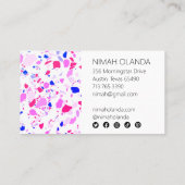 Chic Terrazzo Elegant Handmade Simple Paars Blue Visitekaartje (Achterkant)