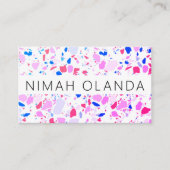 Chic Terrazzo Elegant Handmade Simple Paars Blue Visitekaartje (Voorkant)