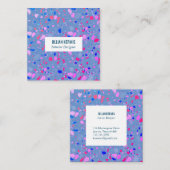Chic terrazzo elegant paars-blauw vierkante visitekaartje (Voorkant / Achterkant)