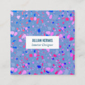 Chic terrazzo elegant paars-blauw vierkante visitekaartje (Voorkant)
