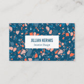 Chic terrazzo elegant roze blauw CUSTOM Visitekaartje (Voorkant)