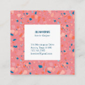 Chic terrazzo elegant roze blauw vierkante visitekaartje (Achterkant)