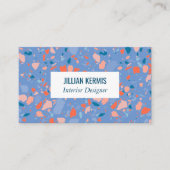 Chic terrazzo elegant roze blauw visitekaartje (Voorkant)