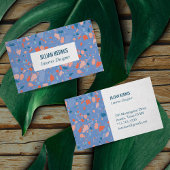 Chic terrazzo elegant roze blauw visitekaartje