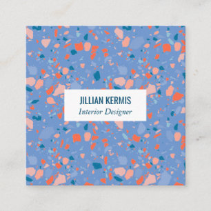 Chic terrazzo elegant roze periwinkle vierkante visitekaartje