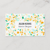 Chic terrazzo elegant visitekaartje aqua & gold (Voorkant)