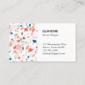 Chic terrazzo elegant visitekaartje blauw roze (Achterkant)