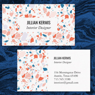 Chic terrazzo elegant visitekaartje blauw roze