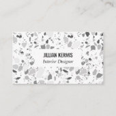 Chic terrazzo elegant visitekaartje grayscale (Voorkant)