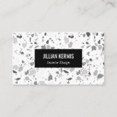 Chic terrazzo elegant Zwart Wit CUSTOM Visitekaartje (Voorkant)