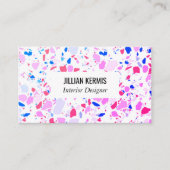 Chic terrazzo visitekaartje in blauw roze paars (Voorkant)