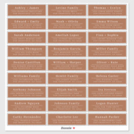 Chic TerrraCotta Wedding Guest Adresetiketten Sticker