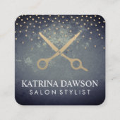 Chic Texture and Polka Dots Salon Shears Vierkante Visitekaartje (Voorkant)