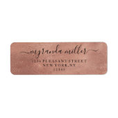 Chic Textured Roos Gold Return Address Label (Voorkant)
