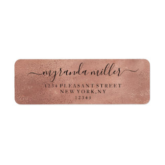 Chic Textured Roos Gold Return Address Label